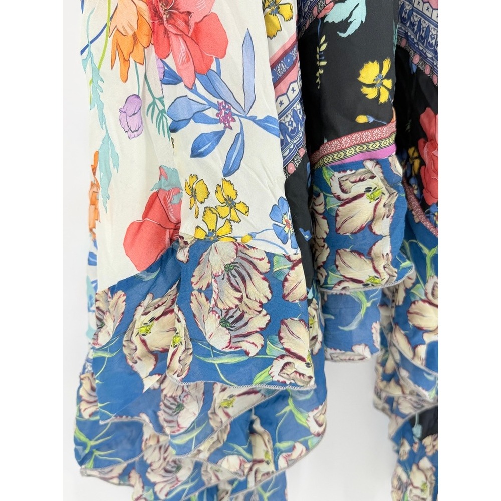 Johnny Was Silk Scarf Print Handkerchief Hem Boho Midi Dress Multicolor Floral - Picture 4 of 12